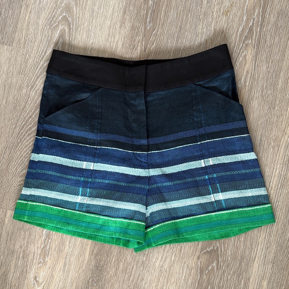 10 Crosby Derek Lam High Waist Striped Linen Shorts